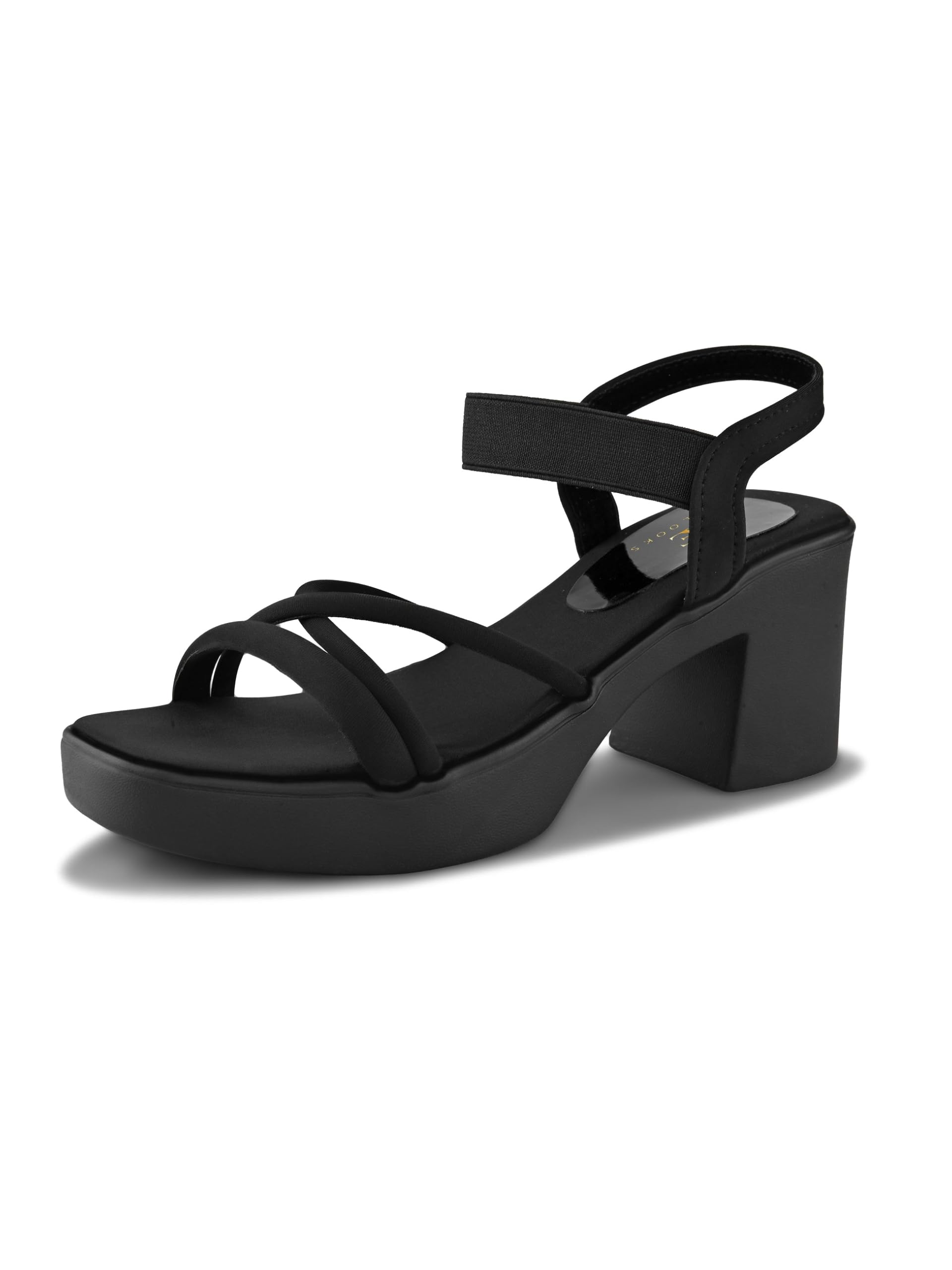 Women’s Block Heel Sandals with Elastic Ankle Strap | Soft Cushioned Footbed | Open Toe Comfortable Heeled Sandals for Girls & Women | Stylish Supportive Heel Footwear-image-17