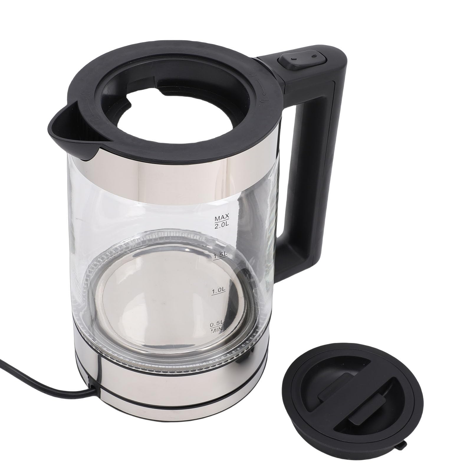 Zerodis Elektrischer Türkischer Teebereiter, 2000 W, Teekessel aus Borosilikatglas mit Edelstahl-Ei und Wärmefunktion für Schwarzen Tee und Kräutertee (EU-Stecker)