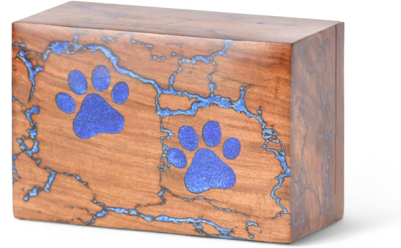 Pet Urn for Ashes, Blue + Brown, M