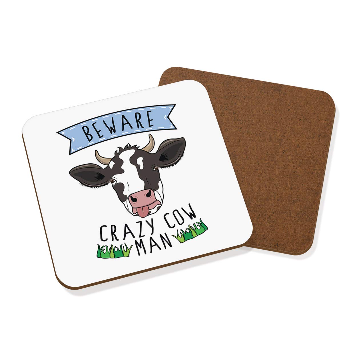 Beware Crazy Cow Man Coaster Drinks Mat