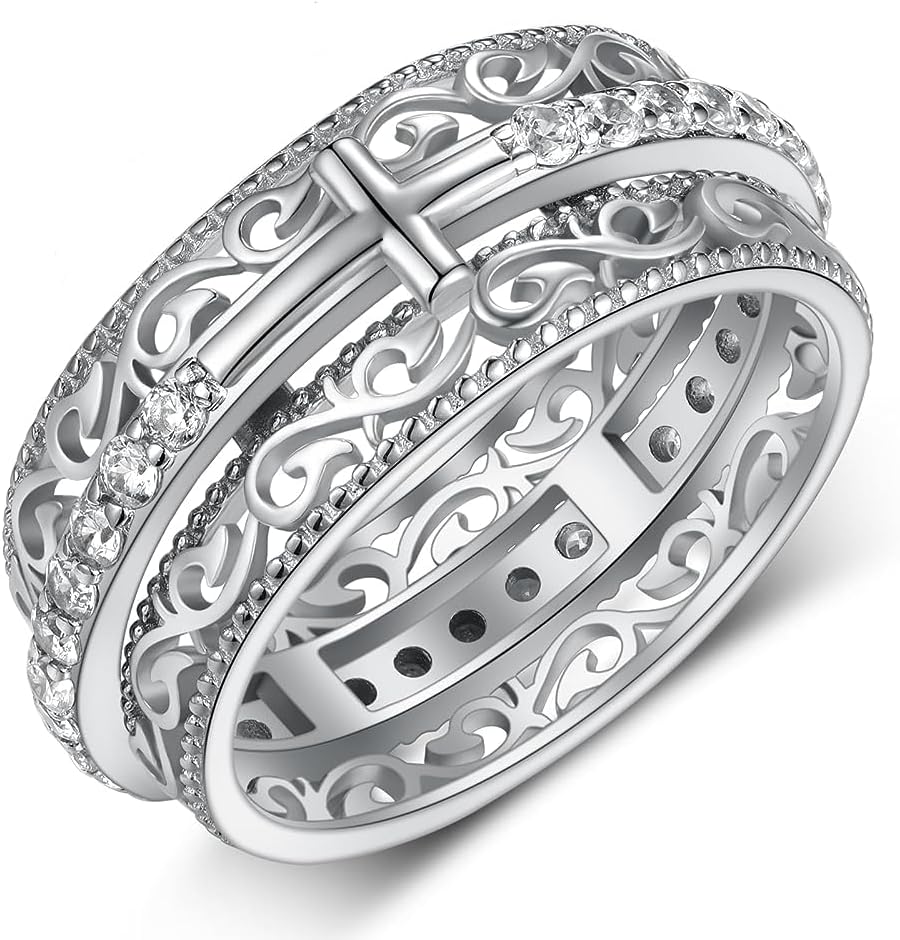 Cross Spinner Ring for Women 925 Sterling Silver Cross Anxiety Ring for Men Faith Cross Gifts