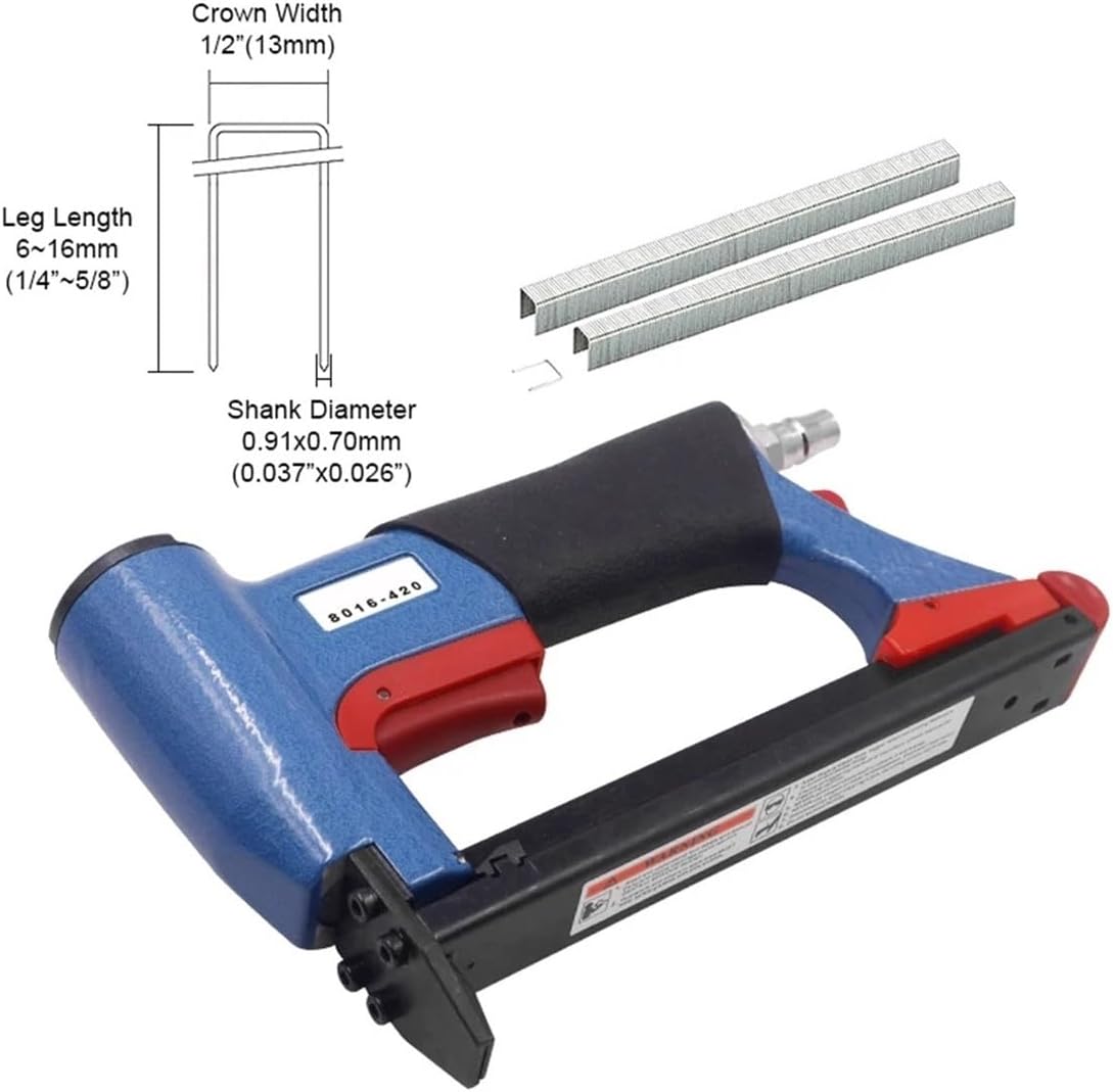 Pneumatic Stapler ，Powered Upholstery Stapler Pneumatic Stapler 12.8mm Width Fine Wire Stapler Gun for Furniture Woodworking and DIY Projects Nailing Gun