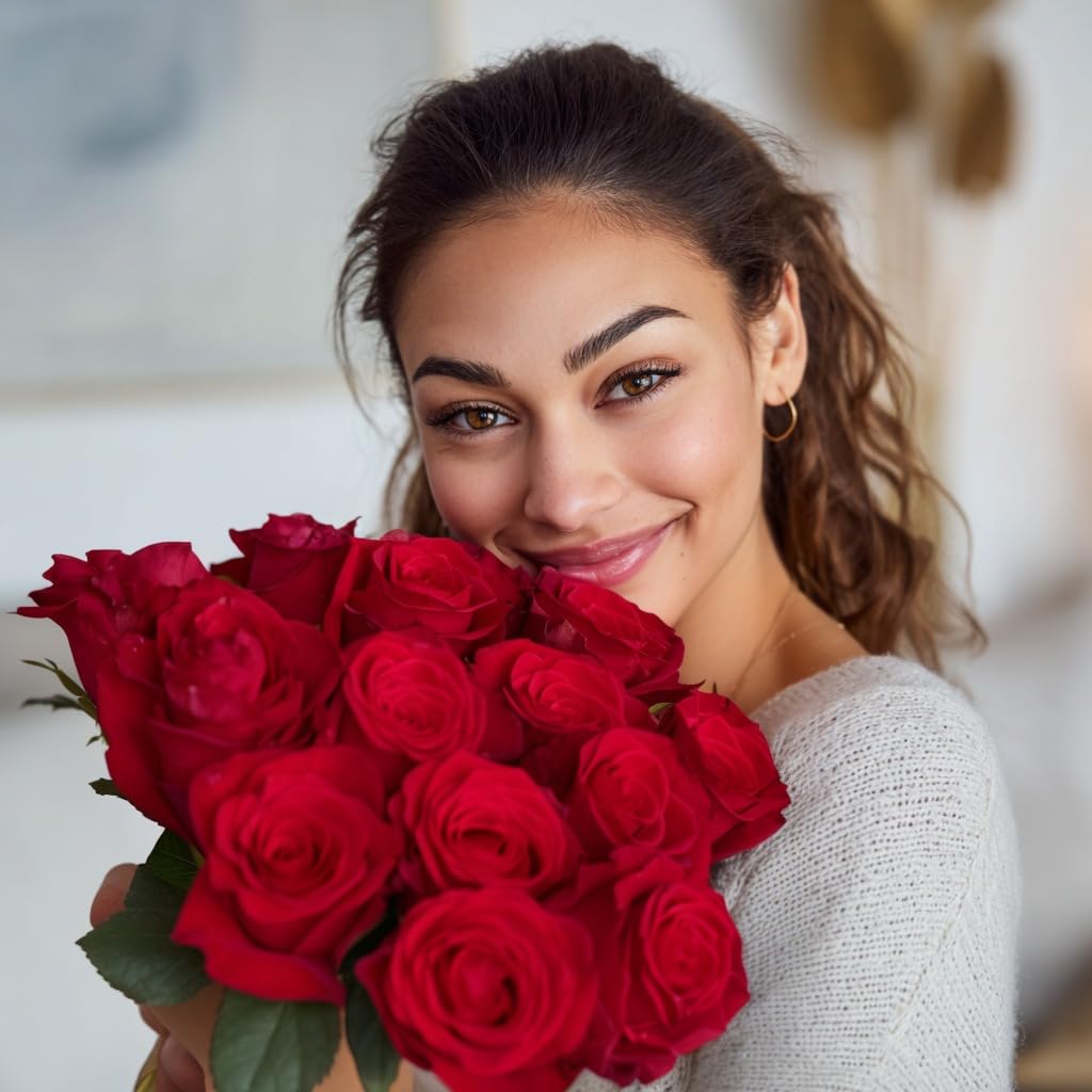 GlobalRose 24 Fresh Cut Red Roses - Fresh Flowers Bouquet for Valentine's Day, Wedding, Birthday, Anniversary, Bridal Shower, or Home Decor