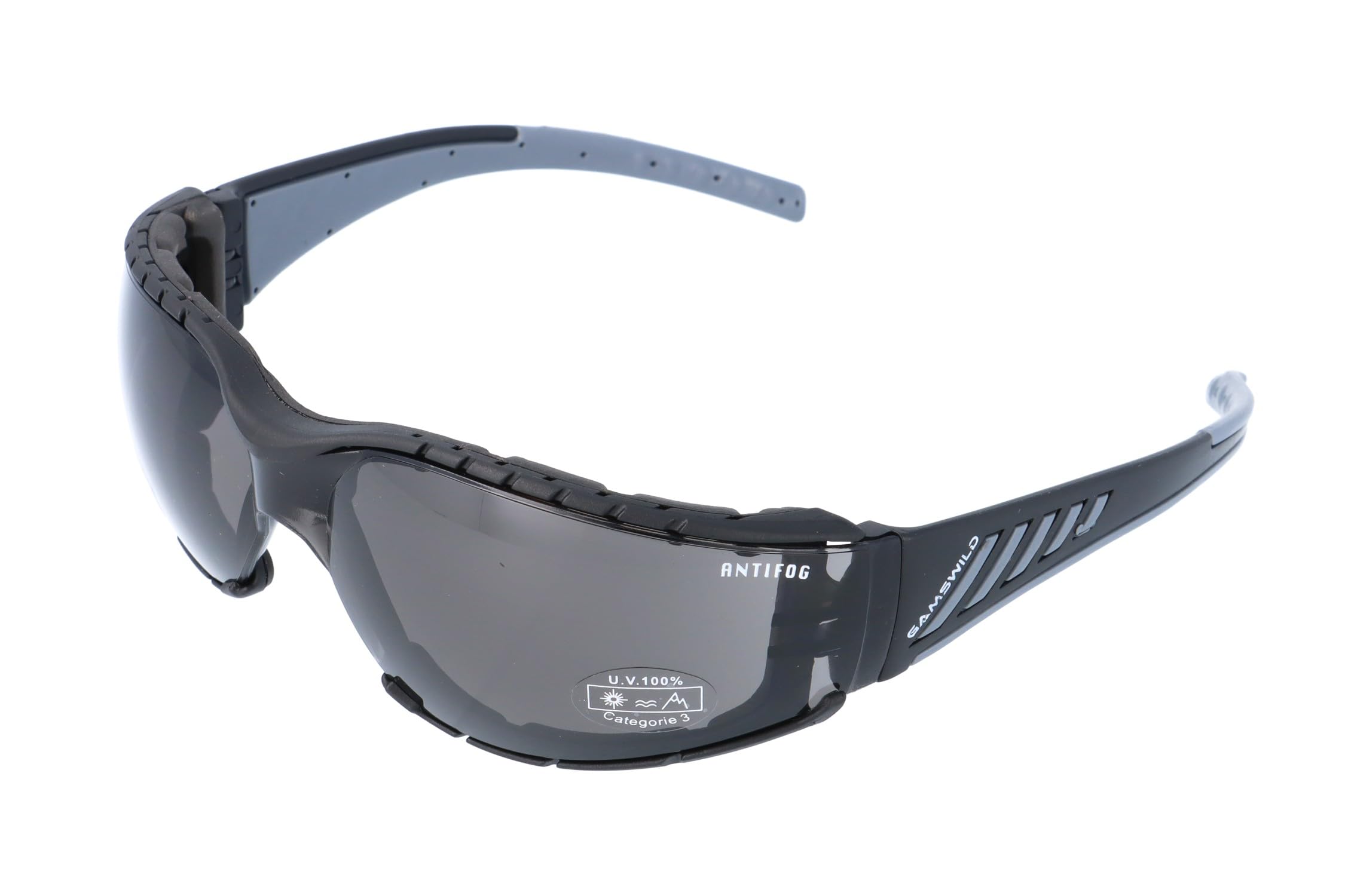 Gamswild WS7122 okulary przeciwsłoneczne sportowe + dodatkowy klips chroniący przed wiatrem ANTIFOG okulary narciarskie okulary rowerowe unisex | brązowe | pomarańczowe | żółte | szare | przezroczyste