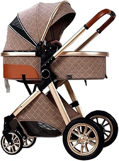 Folding Baby Stroller, Portable Trolley can sit or Lie Down, Two-Way high Landscape Walking Baby Artifact, Baby Dolly Aluminum Structure, 5-Point Harness for Infant & Toddler (Color : Dark Grey 1) (