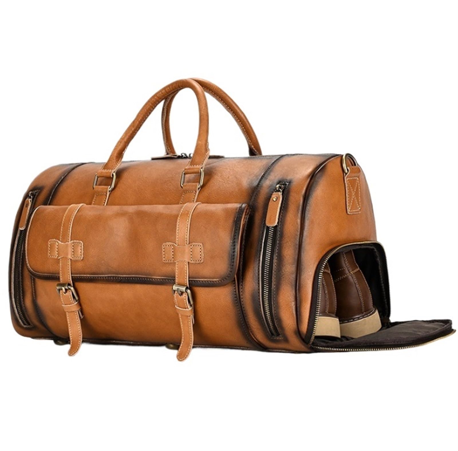 Bolsa Portatrajes Bolsa de Viaje El Petate De Cuero Hecho A Mano del Viaje 20inch, Avión Debajo del Asiento Lleva En Los Bolsos para Los Hombres Bolsa Portatrajes de Viaje Bolso Porta Trajes