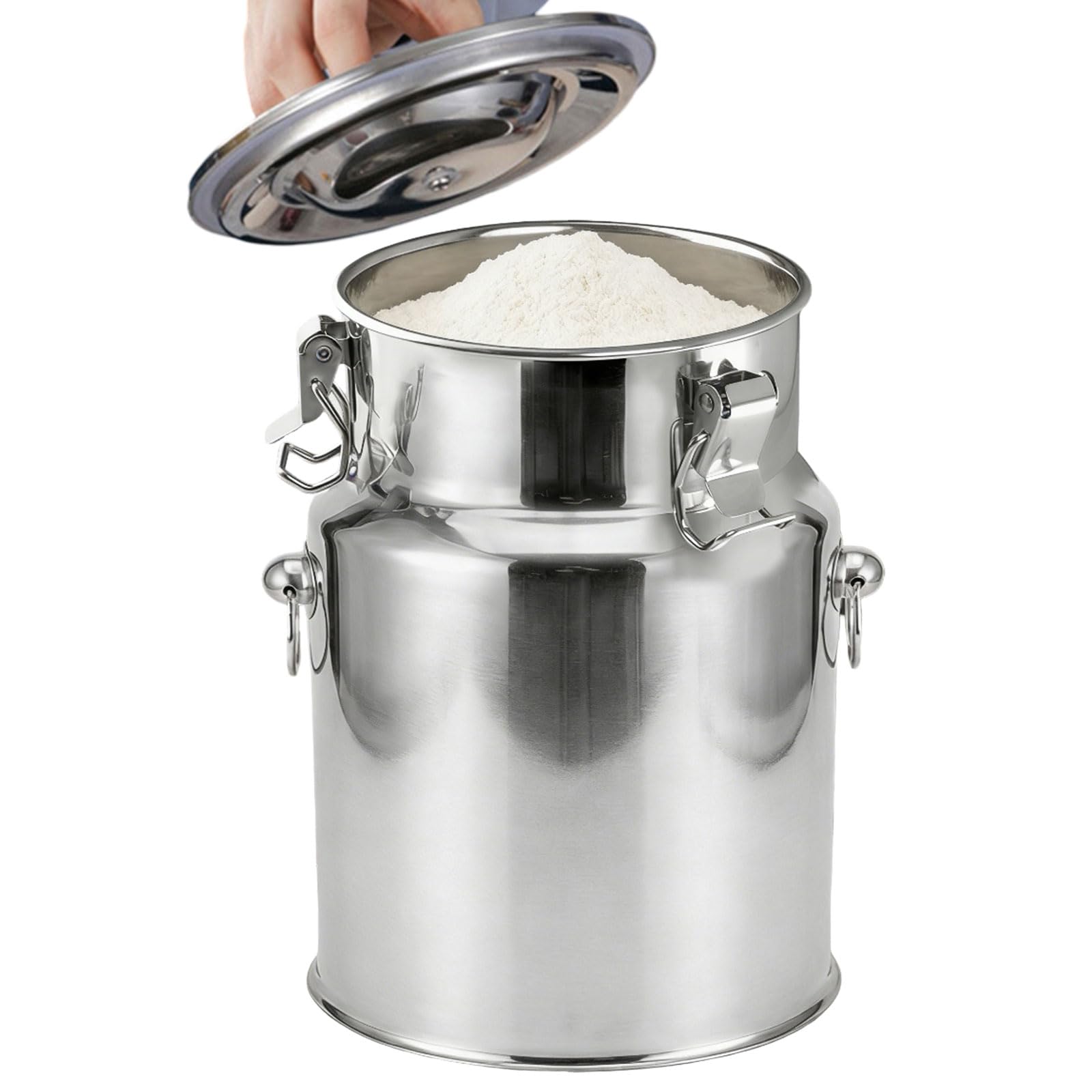 Contenitore Ermetico in Acciaio Inox, Secchio per Il Latte Secchiello per Il Vino con Coperchio Bidone per Il Latte Contenitore per Riso E Cereali per Latte, Vino, Olio, Cereali,5L 17x24CM