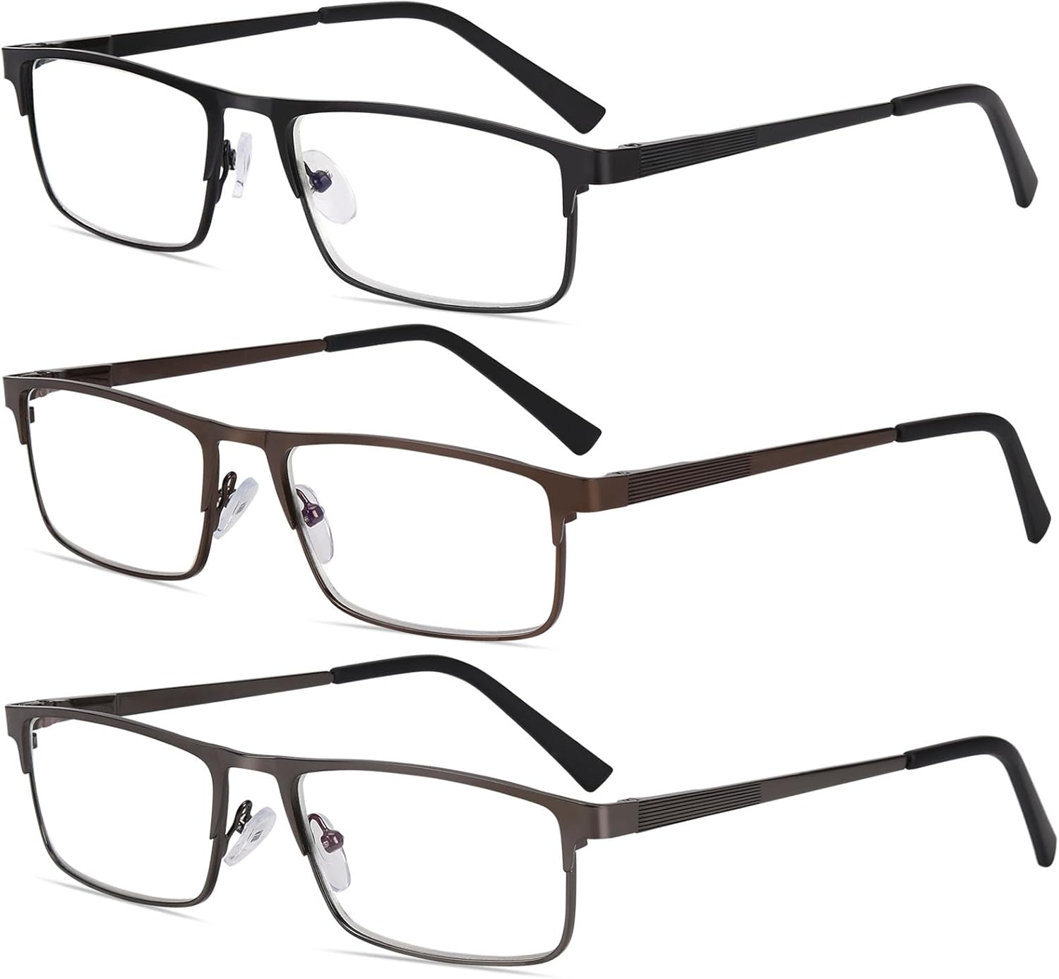 GIVEDOUA Metal Reading Glasses for Men, Stainless Steel Readers for Men, Spring Hinge Full Frame