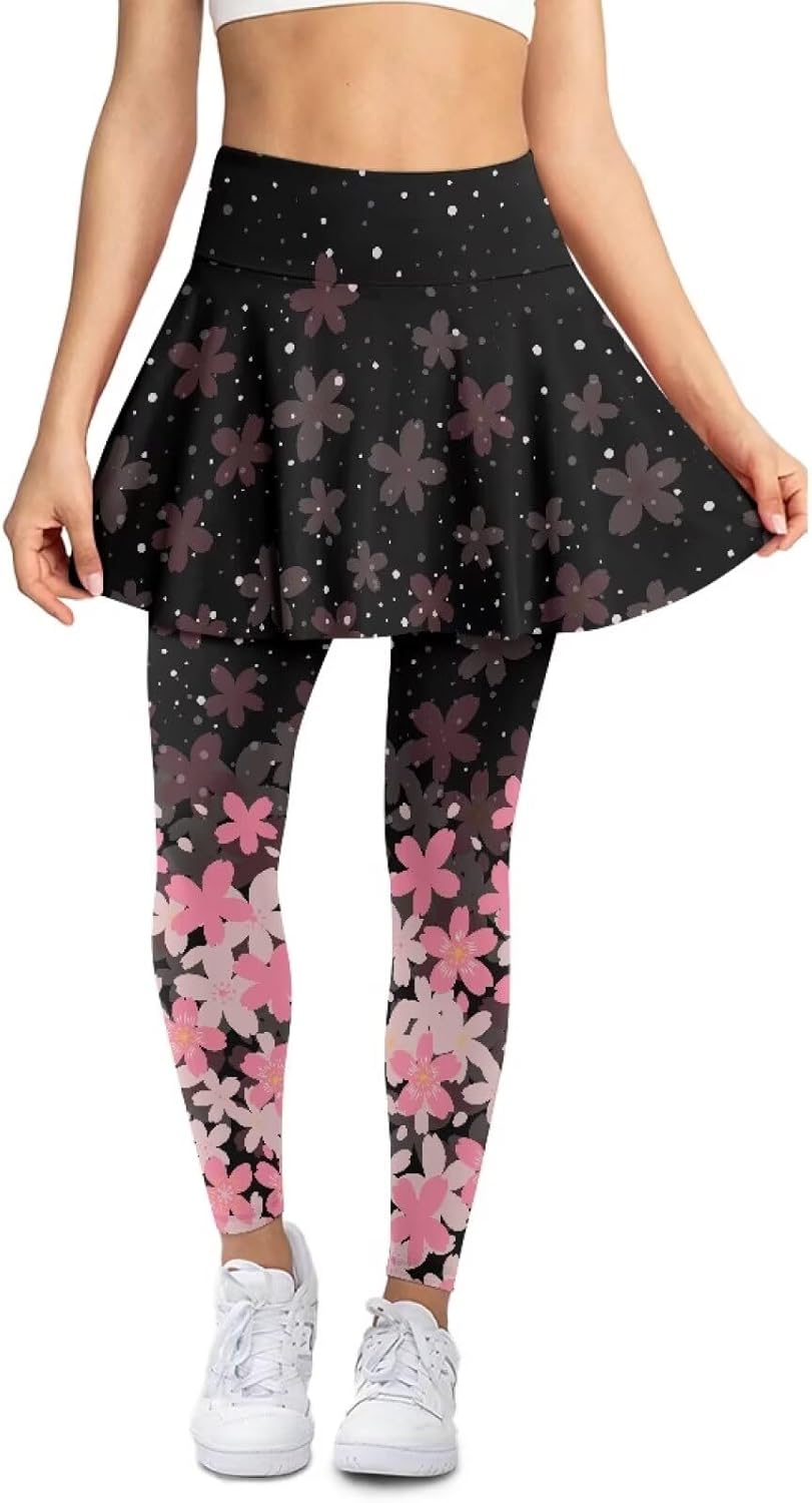 Women's Athletic Gym Skirts with Yoga Pants Tennis Skirted Leggings Workout Active Golf Skort with Pockets Women