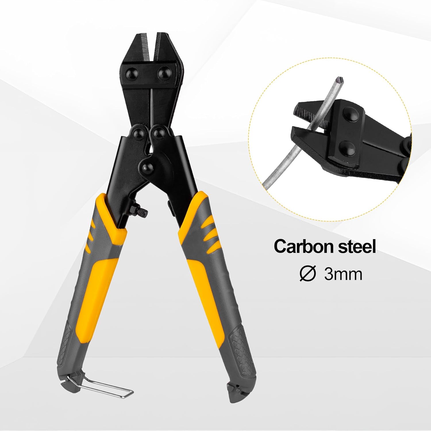8-Inch Mini Bolt Cutter, Heavy Duty Wire Cutters with Comfortable TPR Handle and Security Lock, High Hardness and High Leverage Steel Bolt Cutters for Wire, Cables, Chains, Small Screws