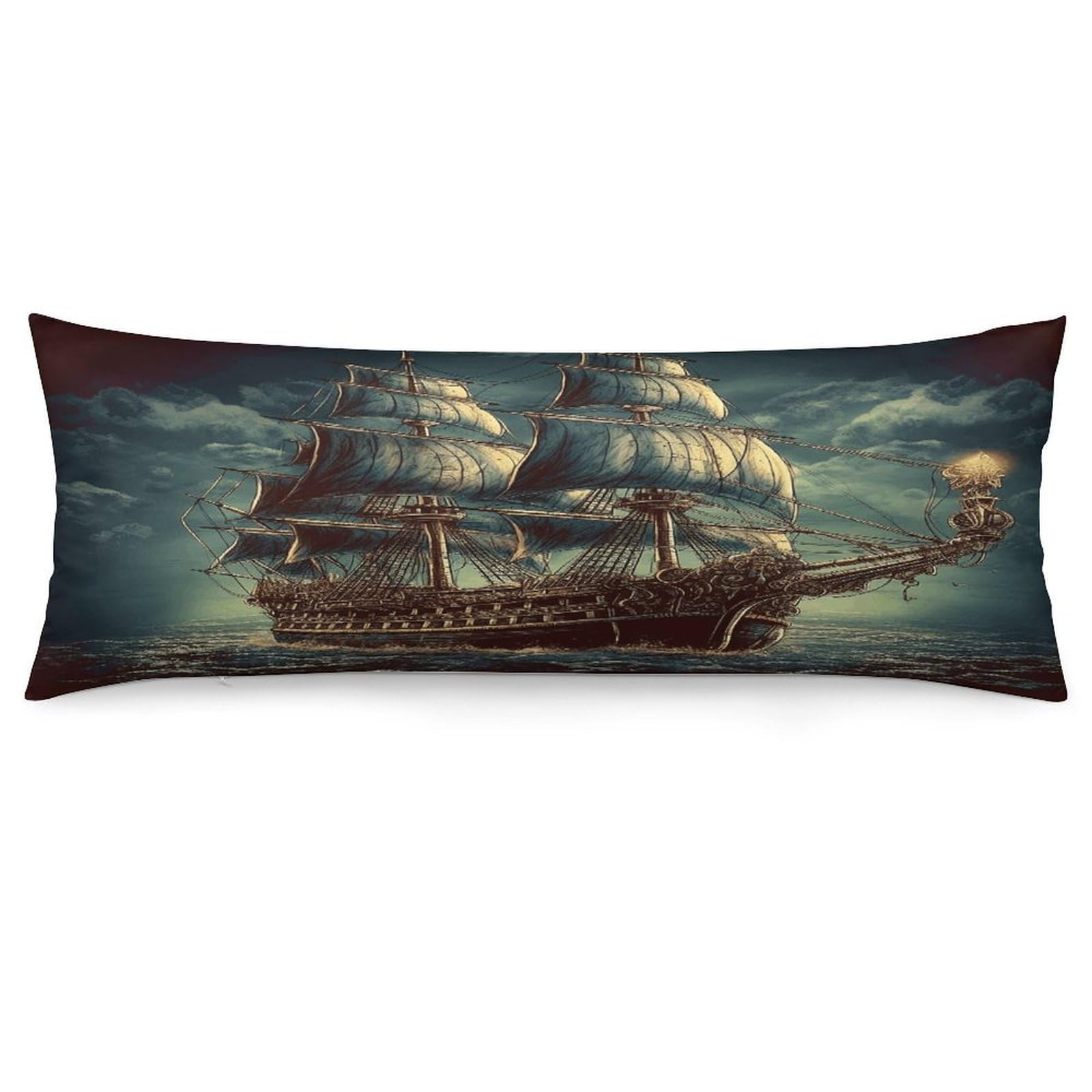 Nautical Vintage Sailing Pirate Ship Throw Pillow Cover Soft Pillow Case Decorative Lumbar Pillow Cover Cozy Throw Pillowcase Polyester Rectangular Cushion Case Decor for Couch Sofa Bed