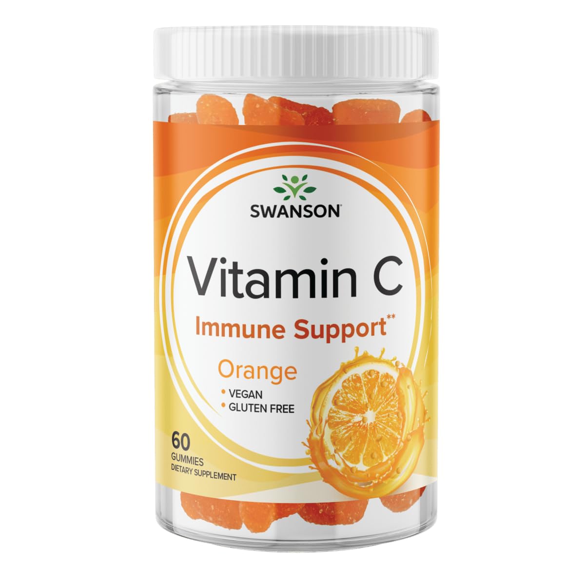 Swanson Vitamin C Gummies, Orange, 125 mg, 60 Gummies