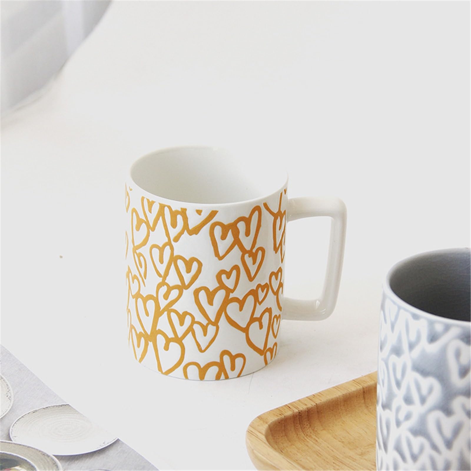 Taza de oficina Taza de café cerámica gran capacidad for desayuno avena, 400 ml(Yellow)