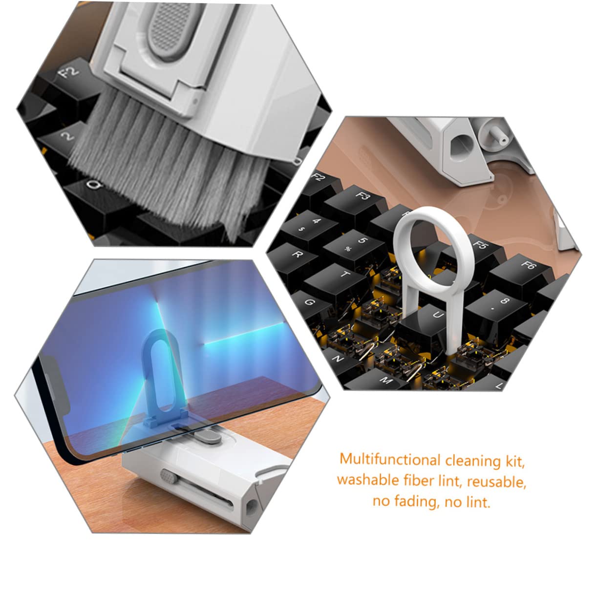 Yardenfun Cleaning Pen Headphone Cleaner Earphone Cleaning Kit Multifunctional Cleaning Kit Headsets Headset Phone Earpiece for Cell Phone Multi Functional Cleaning Brush Abs White