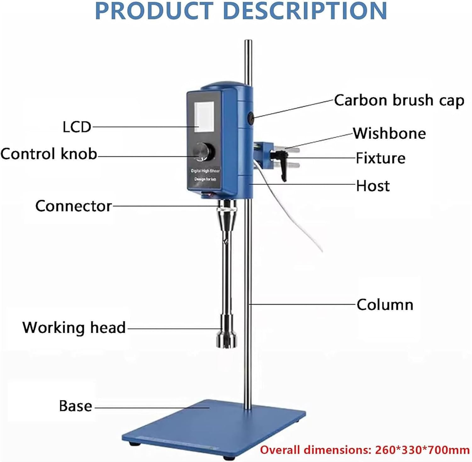Lab High-Speed Homogenizer with LCD Display Speed ​​Adjustable 2000-28000RPM High Shear Mixer for Lab,Homogenizer for Cosmetic Mixing,500W,18G