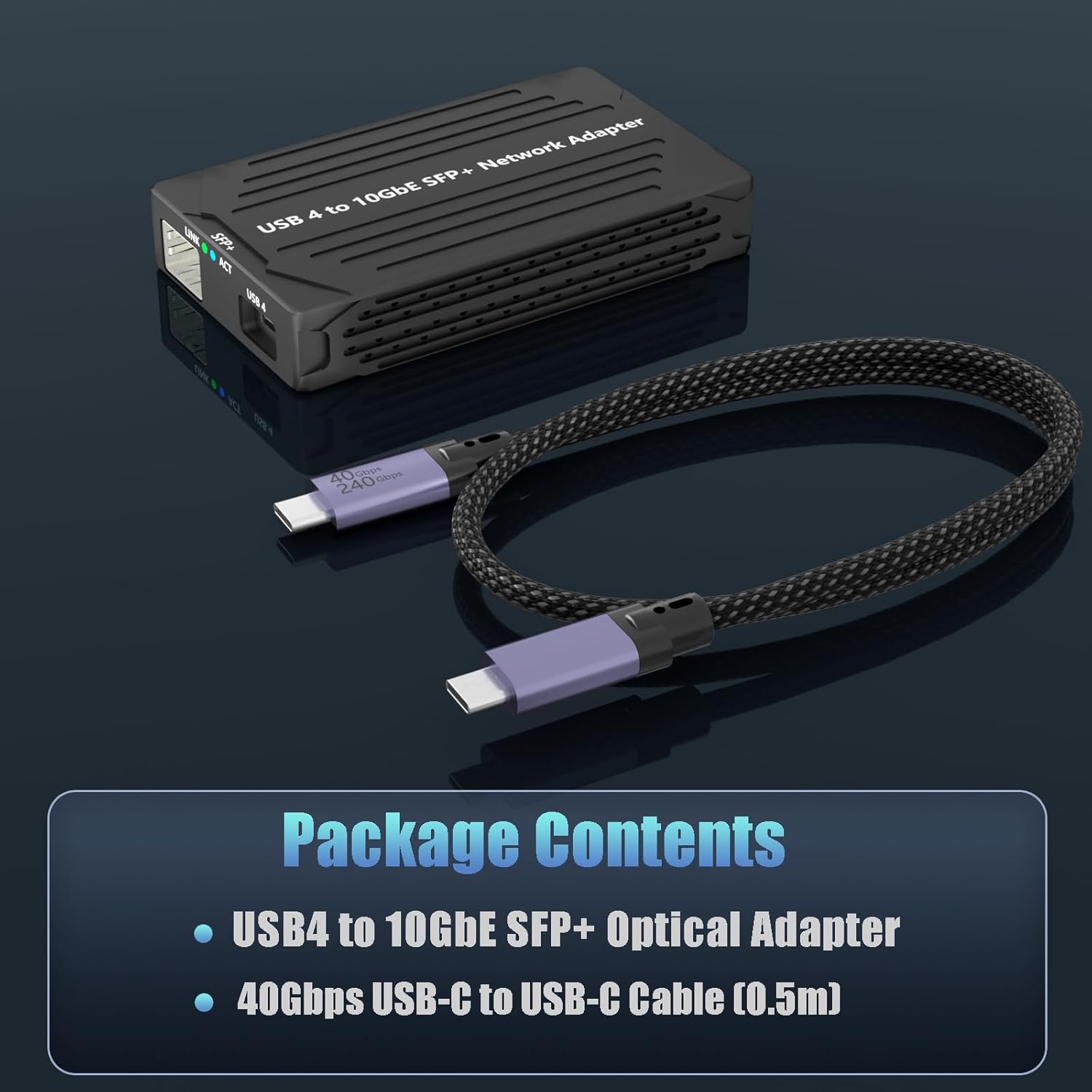 GLOTRENDS ST7464 USB4 to 10GbE SFP+ Network Adapter for NAS/PC/Mac, Compatible with Thunderbolt 5/4/3, Support macOS/Linux (Not Windows)