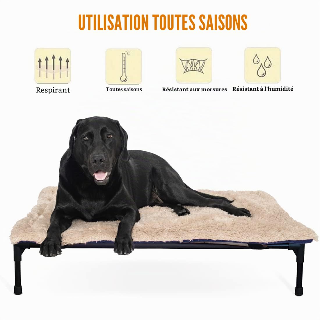 Matelas pour Chien Réversible Couverture Lavable Doux Peluche Coussins Tapis de Voyage Extérieur pour Animaux de Compagnie Convient aux Grands Moyens et Petits Chiens et Chats, Bleu 110x70cm