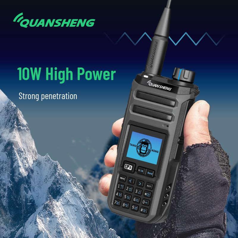 Image of QuanSheng TK11(5) Multi-Band Walkie Talkie - 10W, NOAA Weather Alerts, 999 Channels, Frequency Meter, Type-C Charging & 2500mAh Battery for Outdoor, Hiking, Emergency, Security (2Packs)