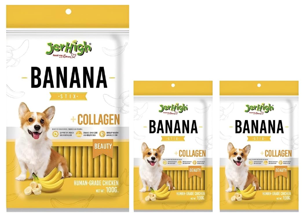 JerHigh Fruity Banana Stick Dog Treat, High Protein Chicken Stick, Fully Digestible Dog Training Treats Healthy Snack (3 X 100g) (B0CH1S34SF) Amazon Price History, Amazon Price Tracker