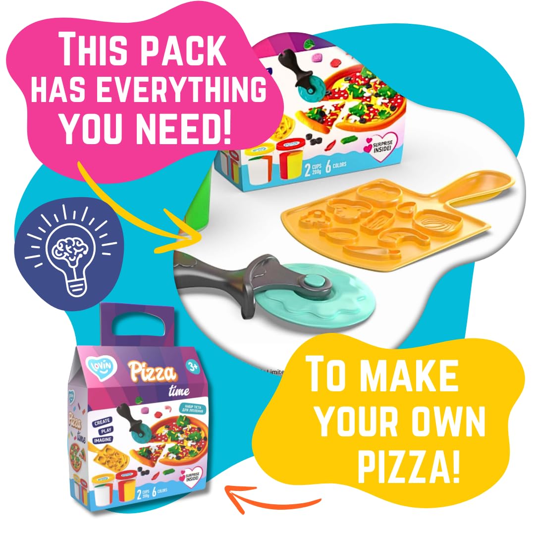 Pizza Time Lovin Modeling Set including Colour Dough, Craft Kits for Kids, Arts and Crafts for Kids - Image 3