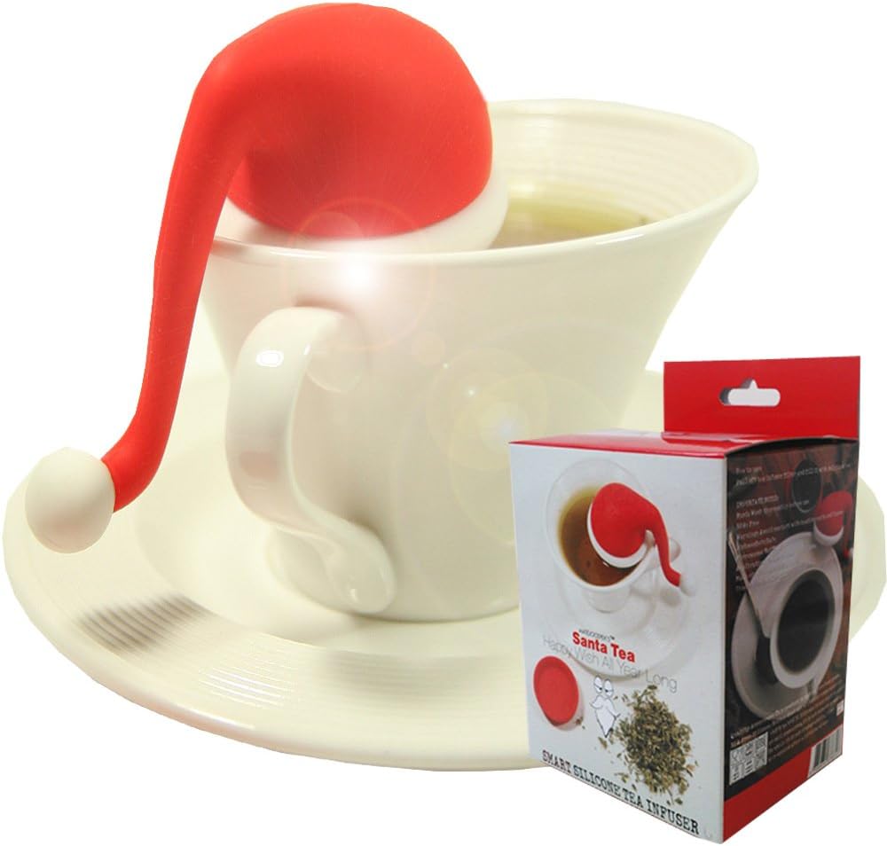 Mudra Loose Leaf Tea Infuser with Santa Hat Strainer and Steel Ball