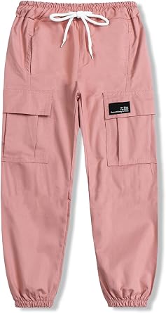 Cromoncent Girls&Womens Cargo Pants Elastic Waist Lightweight Outdoor Jogger Pants, 6 Years - XX-Large