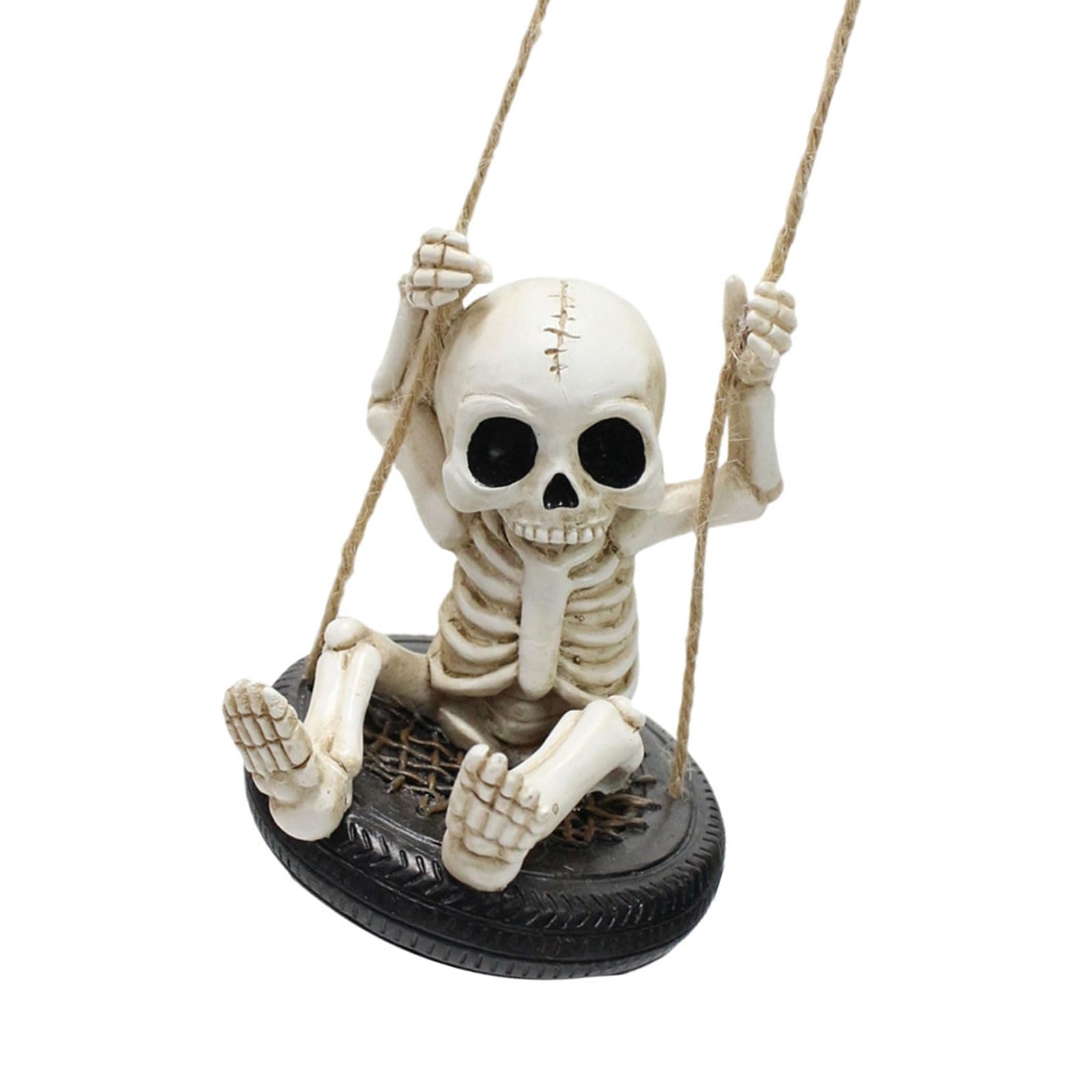 YWLUUOO Scary Skeleton a Swing Hanging Statue Garden Decors Tire Swing Skull Sculptures Hanging Ornament for Patios Lawns Yard Swinging Skeleton Tire Sculpture