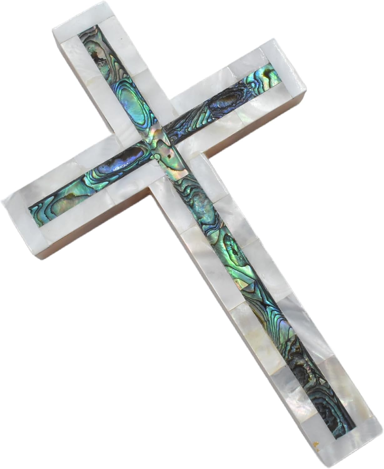 Handcrafted Olive Wood Wall Cross with Mother of Pearl Inlay – 6x4.5 Inches | Christian Home Décor | Holy Land Religious Gift for Baptism, Wedding, Confirmation & House Blessing