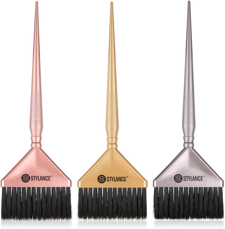 3 Pieces Hair Color Tool Set - Brush Kit for Salon & DIY Hair Coloring (Silver, Rose Gold, Gold)