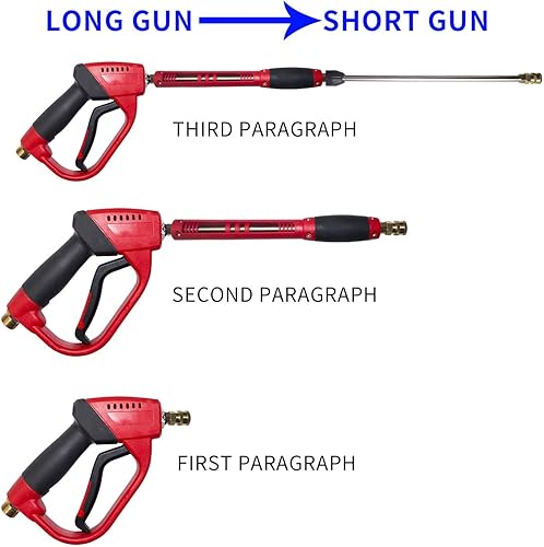 Miniatura 3 de Hourleey Pistola de lavado a presión, pistola de lavado roja de alta potencia con extensión de varilla de repuesto, 5 puntas de boquilla, accesorios