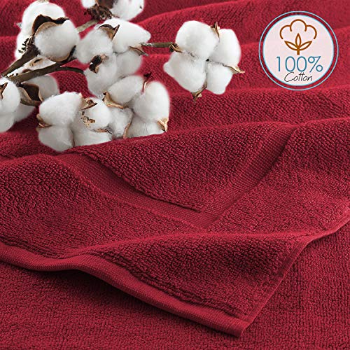 Image of Hearth & Harbor Bath Mat Towels - 100% Ring Spun Cotton Luxury Towels - Ultra Soft & Highly Absorbent, Bathroom Towels, Floor Mat - Red