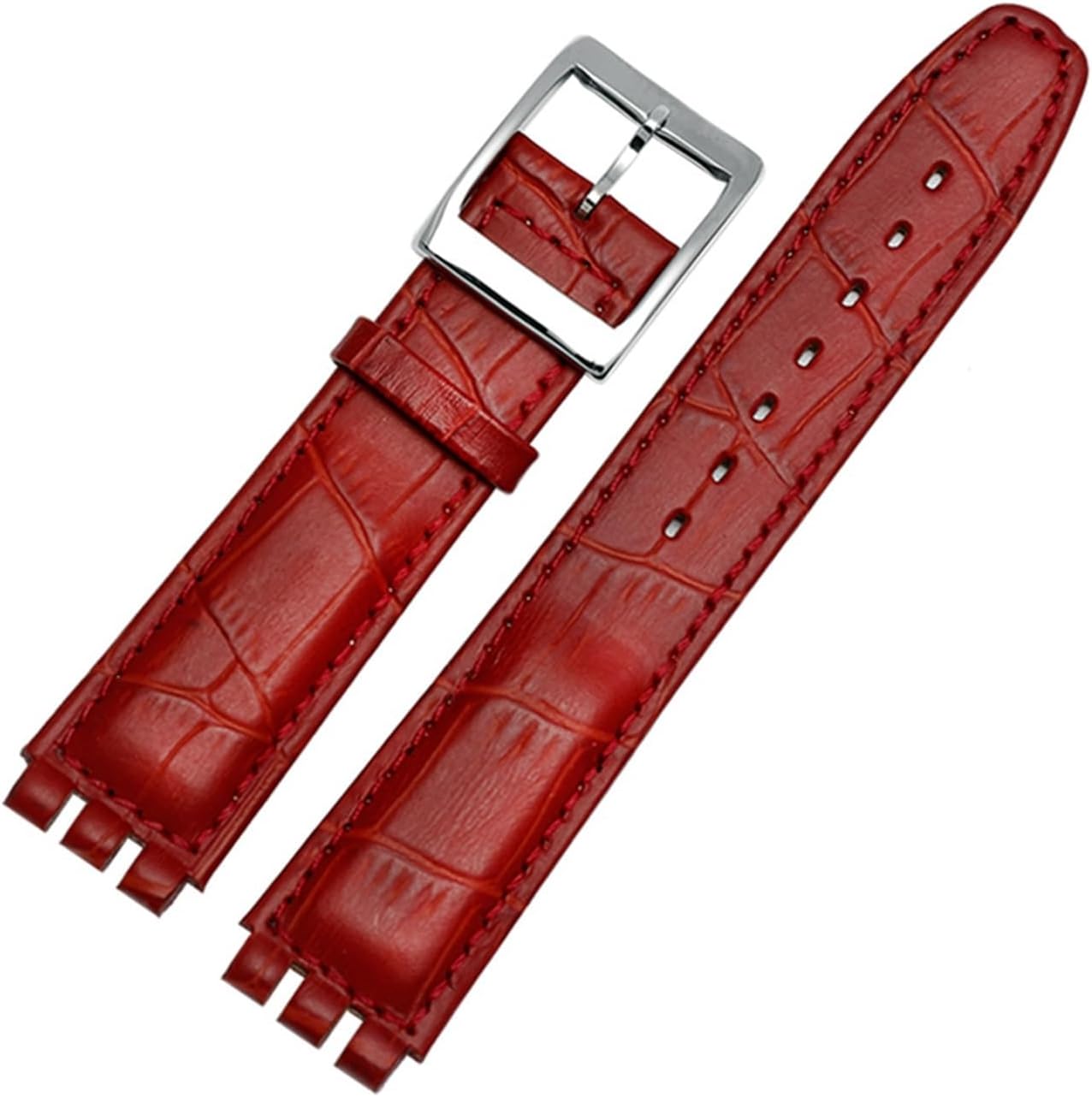 XILILHC Genuine Leather Bracelet Compatible With Swatch Watch Band 17mm 19mm Wrist Strap Blue Red Black Watchbands