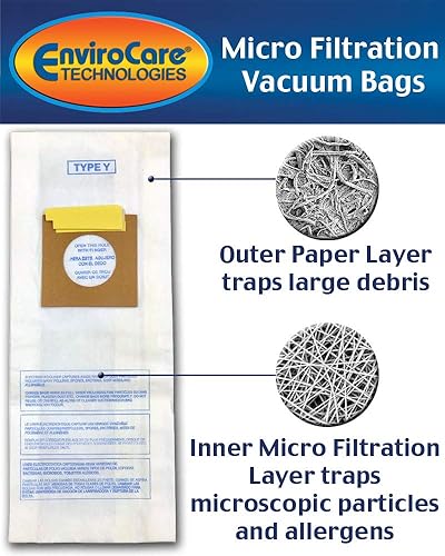 Miniatura 2 de EnviroCare Bolsas de vacío de microfiltración de repuesto hechas para adaptarse a Hoover Windtunnel vertical tipo Y, paquete de 9