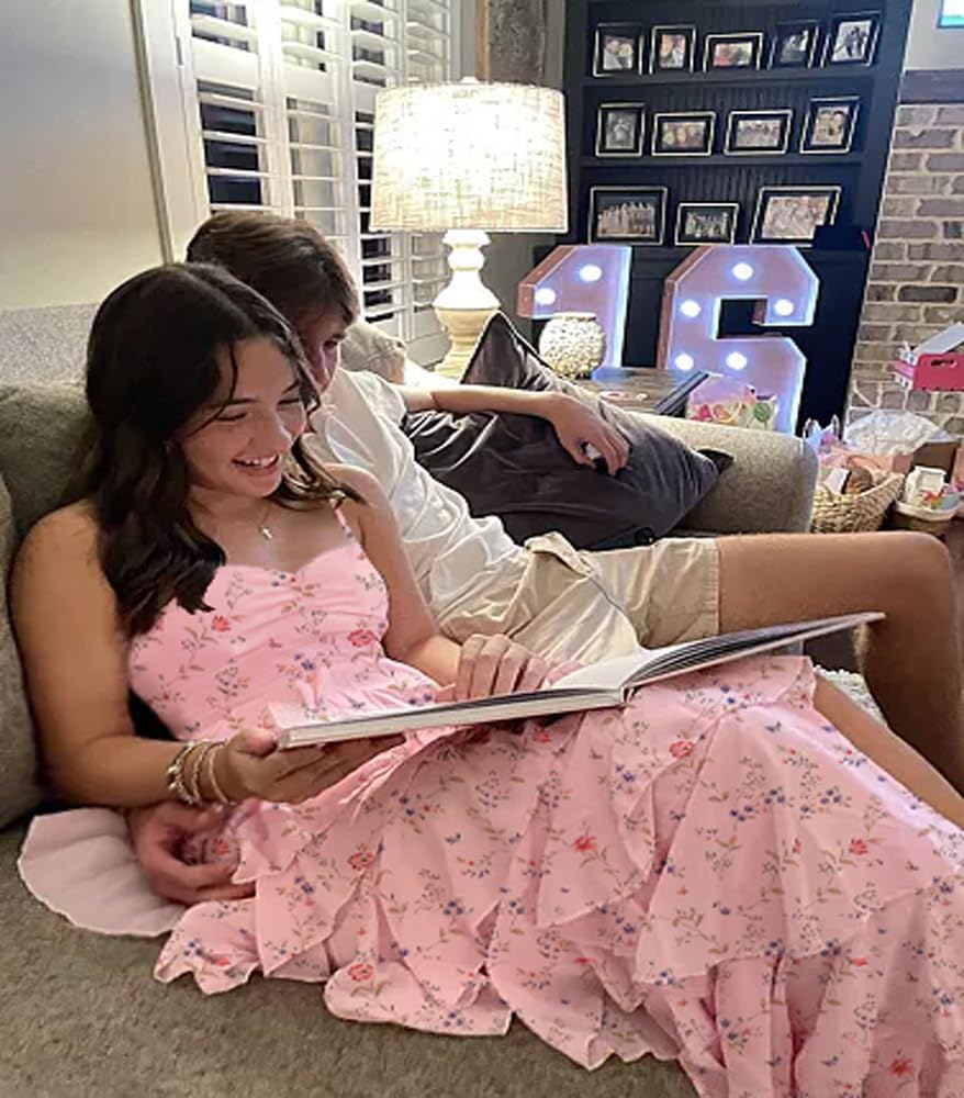 POMUYOO Spaghetti Straps Tiered Bridesmaid Dress for Teens Chiffon Ruffles Prom Dresses for Women Formal