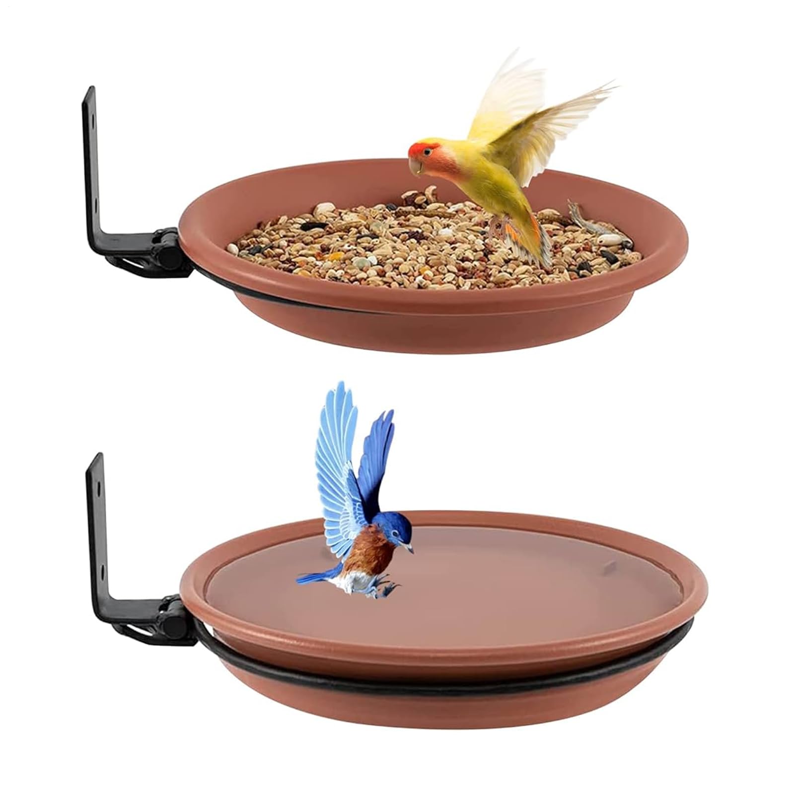 Mangeoire automatique pour oiseaux - Bac, plateau de jardin, 2 bols extérieurs