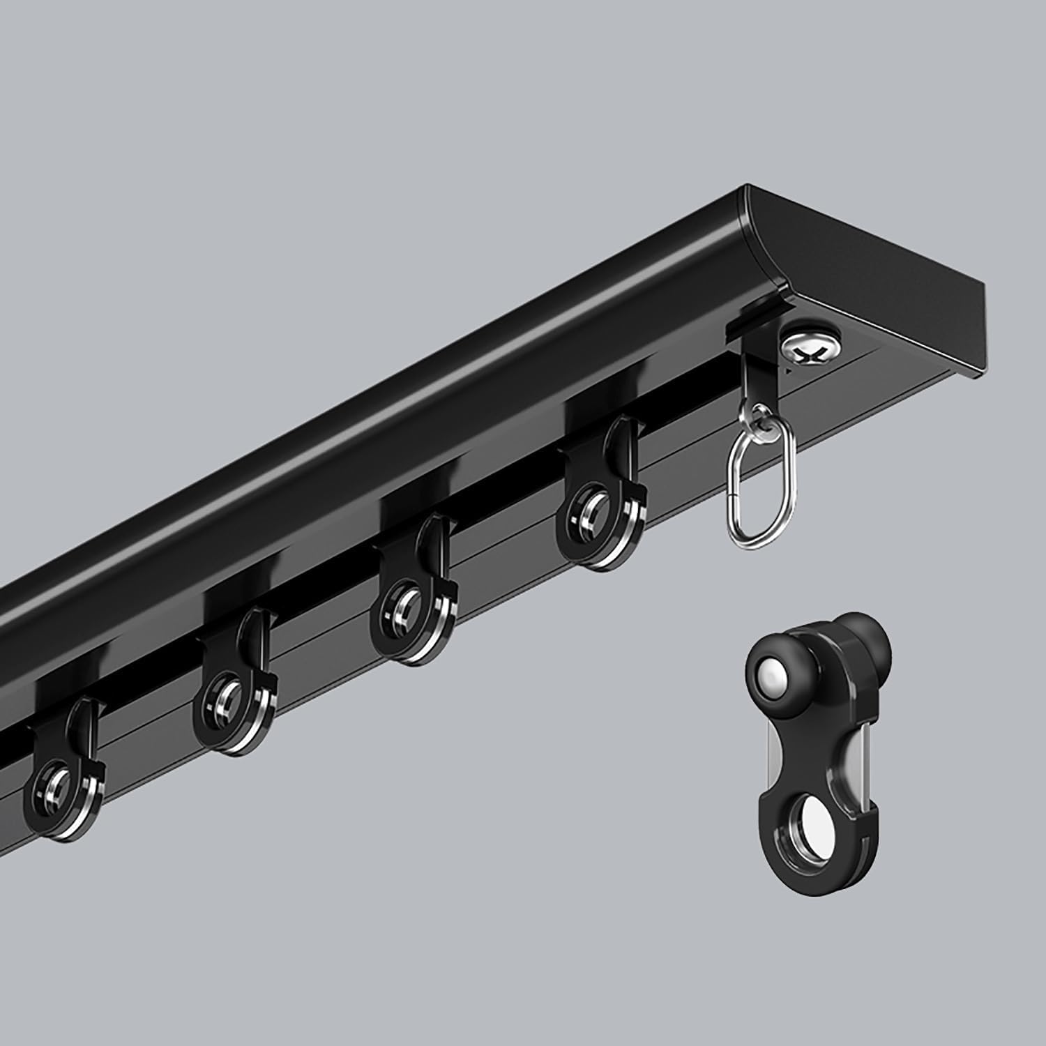 GJMSSMY HeavyDuty Black Ceiling Mount Curtain Track9.2ft Room Divider for Living Room & Bedroom Durable & Versatile Ains Rails Easy Installation SpaceSaving Solution