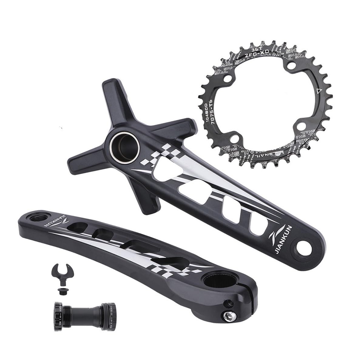 170mm MTB Platos Y Bielas Bicicleta De Montaña Dientes Positivos Negativos Platos Y Bielas 32T 34T 36T 38T Redondo Piñones Manivela con Soporte Inferior
