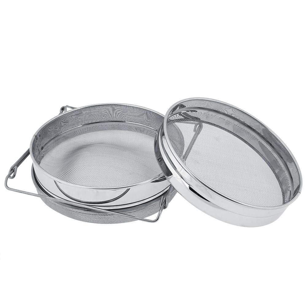 MAGT Filtre à Miel, Passoire Filtre à Miel en Acier Inoxydable Double Tamis Apiculture Miel Extracteur Filtre Fine Maille Passoire avec Armature