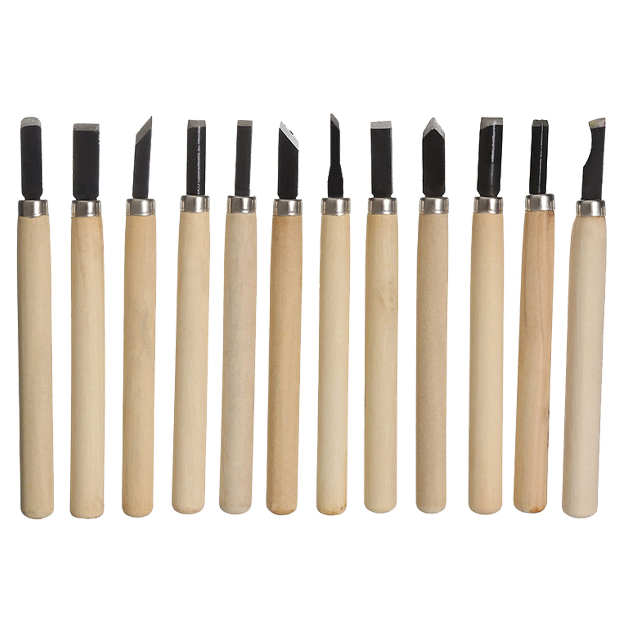 Woohome 12 Pcs Wood Carving Tool Set, Carving Knife and Chisels, Craft DIY Professional Hand Chisel for Woodworking