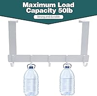 Vista 4 de 1 paquete de ganchos para puerta, negro/blanco, corto/largo, resistente para colgar sobre la puerta (1 pieza larga blanca)