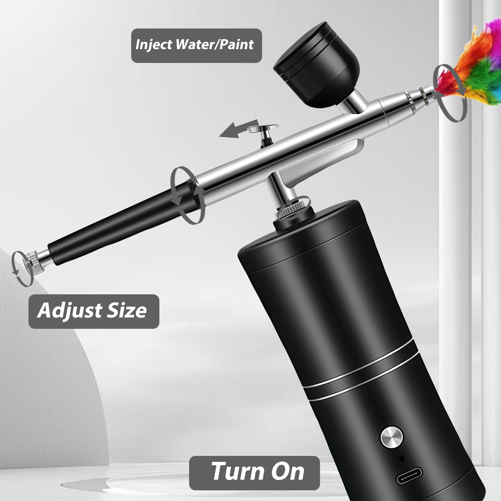 AirBrush Set con compressore: pistola aerografo manuale multi funzione, aerografo portatile ricaricabile per trucco, nail design, decorazione torta, modellazione tatuaggio e pittura modello