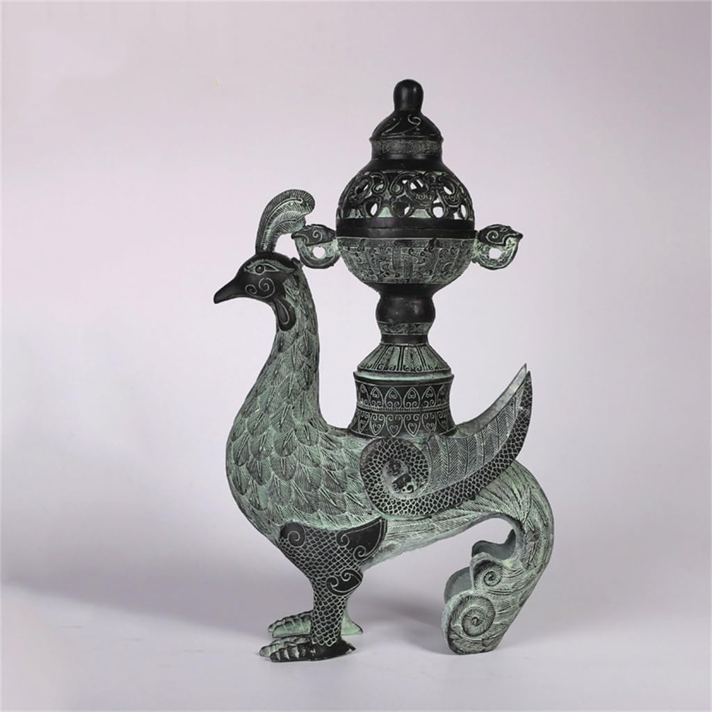 Soporte De Incienso Quemador de Incienso Antiguo de Bronce para Decorar con el Antiguo fénix Artefactos de Cobre