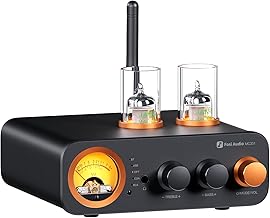 Fosi Audio MC331 Tube Integrated Amplifier with DAC, 2 Channel Home Audio Stereo Power Amp for HiFi Bookshelf Speakers/3.5mm Headphones, Vintage VU Meter Preamp with Bluetooth and USB/Opt/Coax/RCA