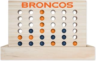 Rico Industries NFL Denver Broncos Wooden 4 in a Row Board Game Line up 4 Game Travel Board Games for Kids and Adults