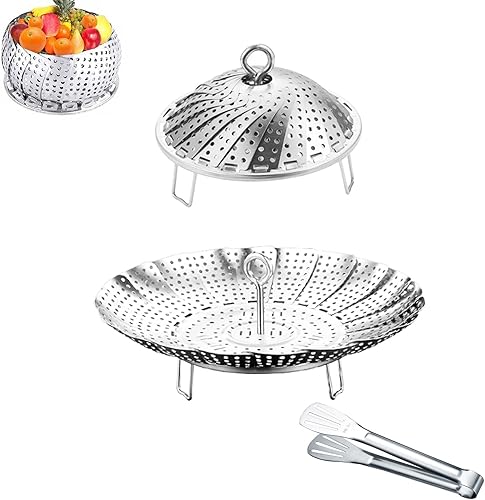 Cesta de vapor para verduras, vaporizador de acero inoxidable 304 para cocinar, vaporizador de alimentos prescindible para adaptarse a ollas de
