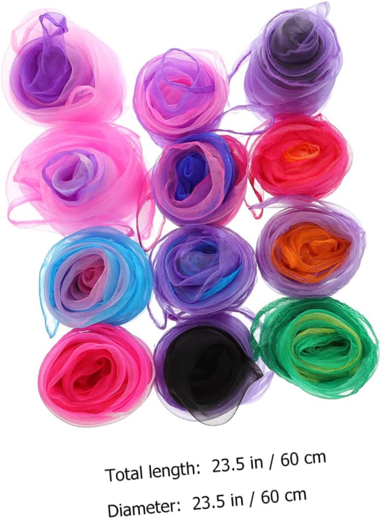 ibasenice 36pcs Dance Scarves for Boys and Girls Juggling Props Bright Colors for Random