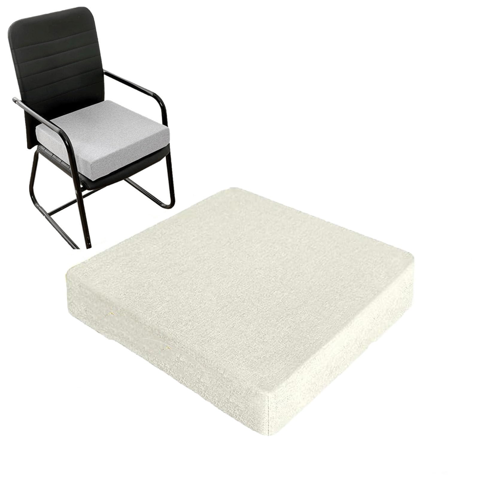 Antypoślizgowa gruba poduszka do siedzenia, poduszka na krzesło, dla seniorów i dorosłych, 55 x 55 x 5 cm, idealna do biura na wózek inwalidzki na zewnątrz, beżowo-szara, komfort i wsparcie dla