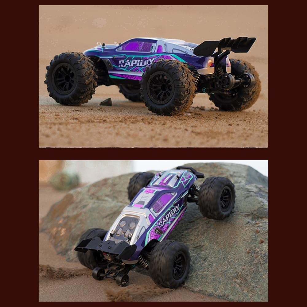 Zdalnie sterowany samochód 1/16, 50 km/h, RC, wysoka prędkość, Offroad Drift, silnik ze szczotką węglową 2,4 G, silnik 4WD Off Road Race Buggy, 3 baterie 16101 (niebieski)