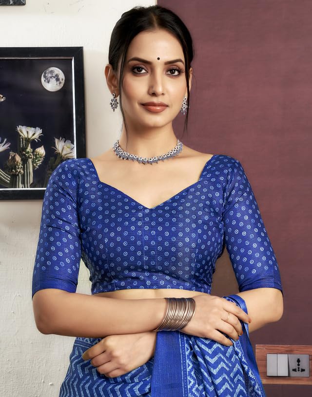 Image of SIRIL Women's Bagalpuri Silk Saree | Varli Printed Saree With Unstitched Blouse Piece