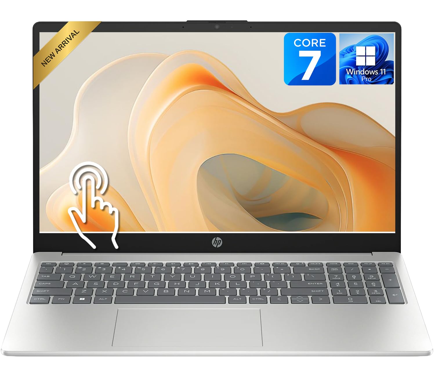 HP 15.6" FHD Touchscreen Business Laptop, Fast Intel Core 7 150U CPU (Up to 5.4GHz), Intel Iris Xe Graphics, 8GB DDR5 RAM, 256GB SSD, Windows 11 Pro